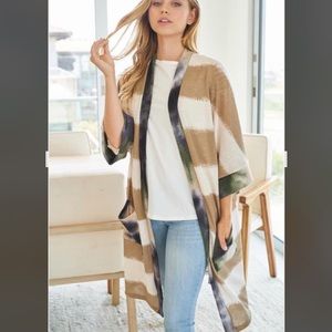 Tie dye, striped sweater kimono